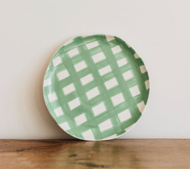 Mint Green Gingham Plate