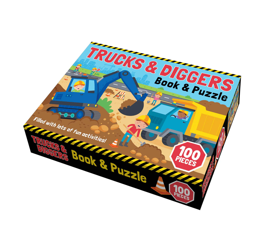 Trucks & Diggers - Book & Puzzle