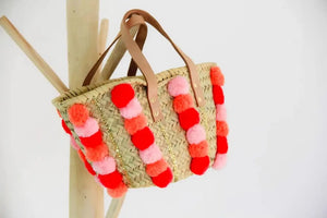 colourful and bright fashion accessories, pink orange and red accessories, womans fashion, womans handbags, artwork to wear as accessories, petal and palm brands to brighten your life,