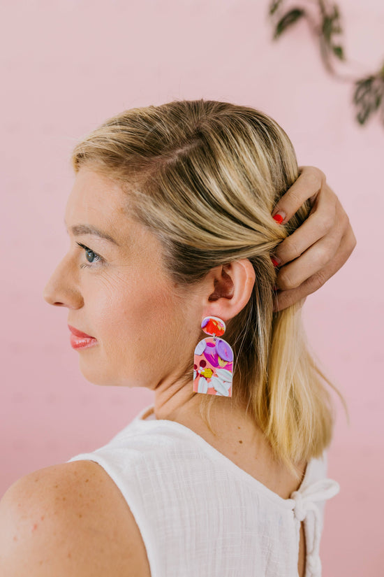 Shelley Poppy and Daisy Print Dangle Earrings