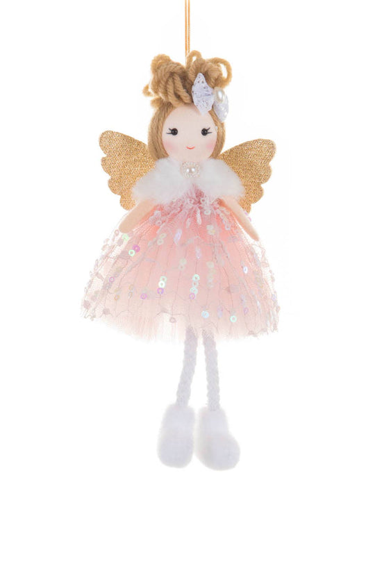 Hanging Pink Pearlines Dazzling Angel Ornament