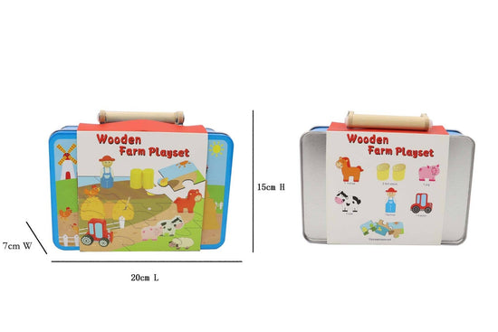 Farm Playset With Puzzle In Tin