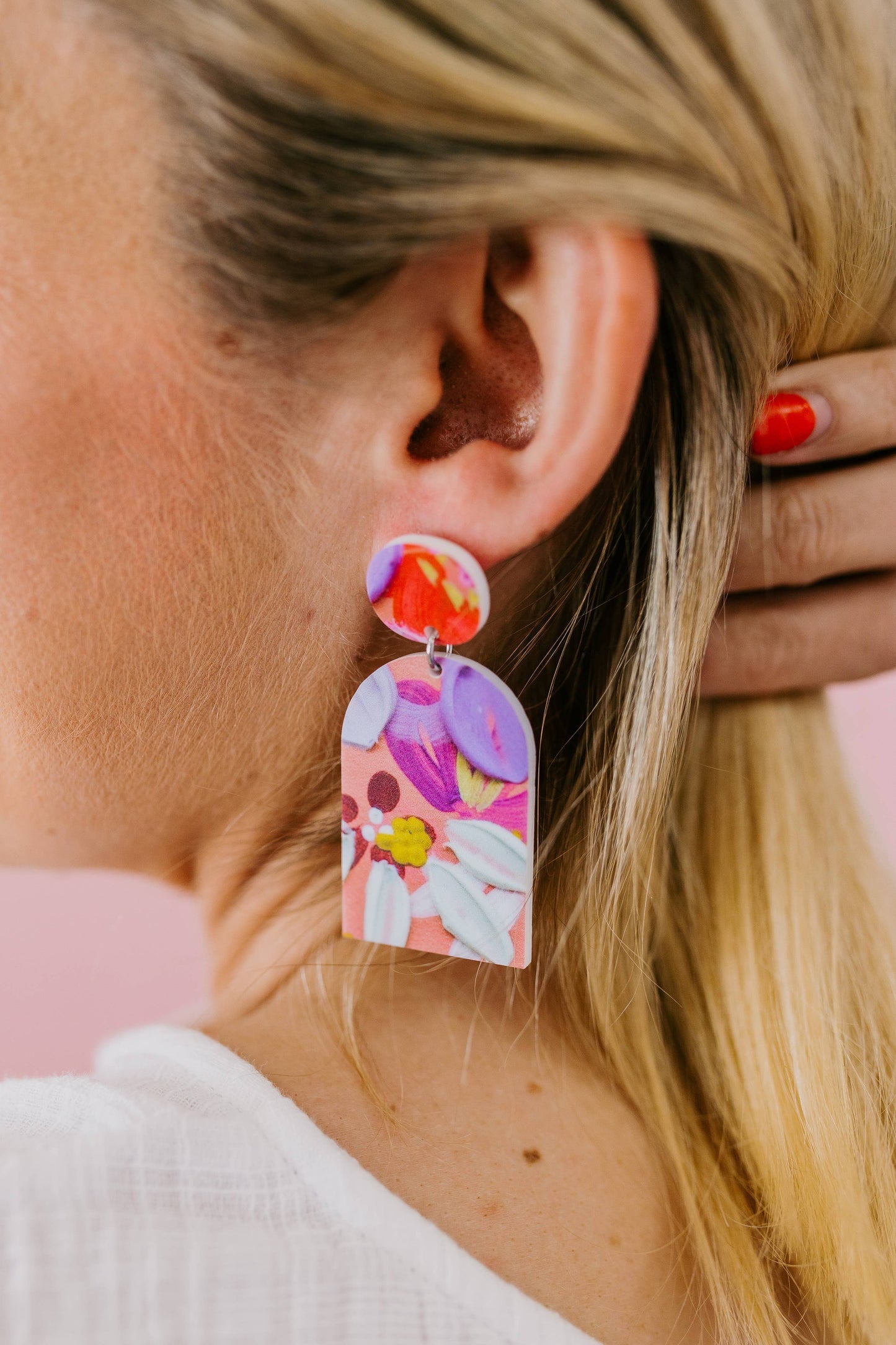 Shelley Poppy and Daisy Print Dangle Earrings