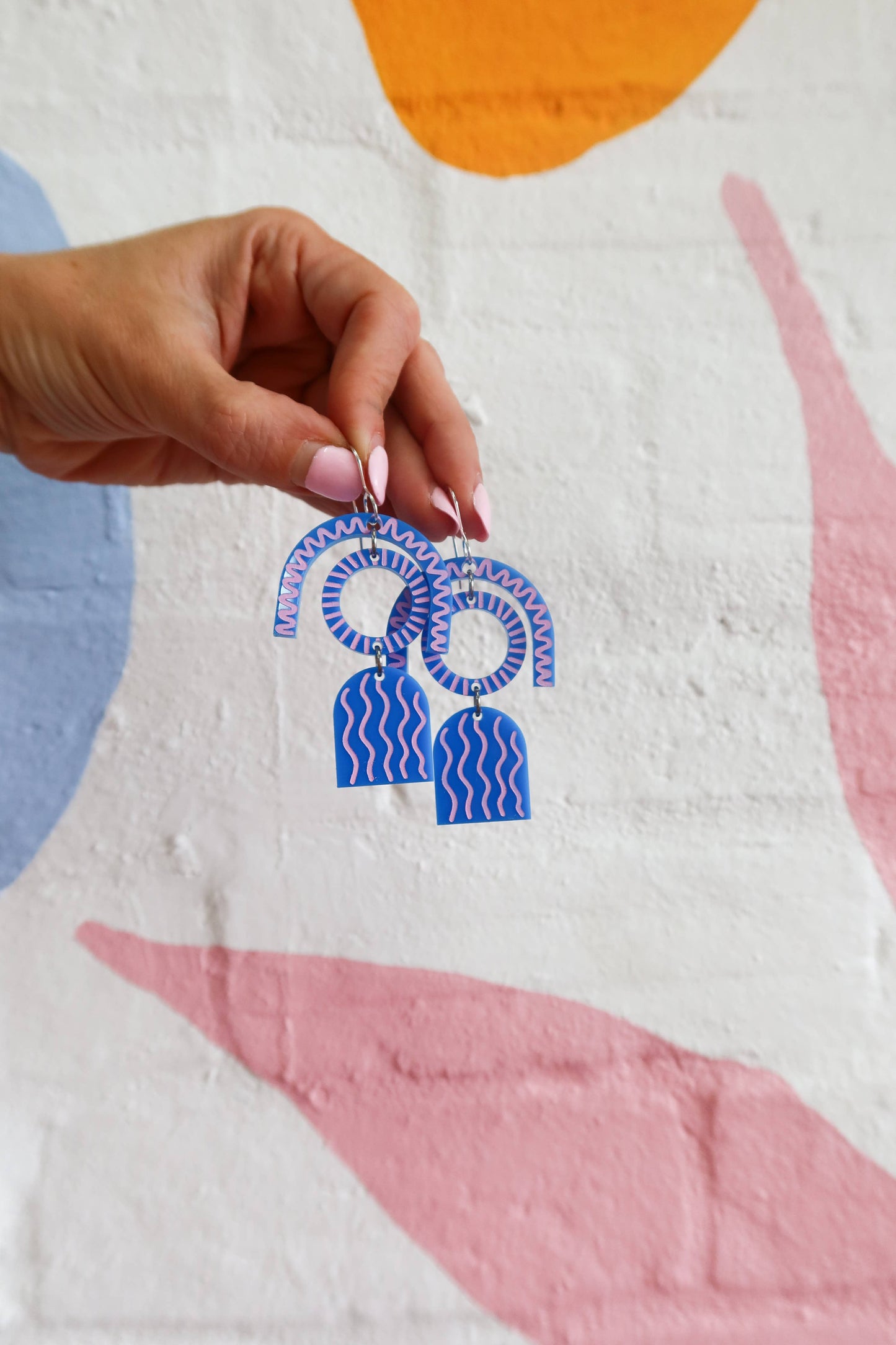 Sunrise Blue / Pink Dangle Earring
