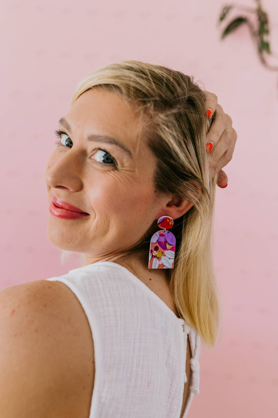 Shelley Poppy and Daisy Print Dangle Earrings