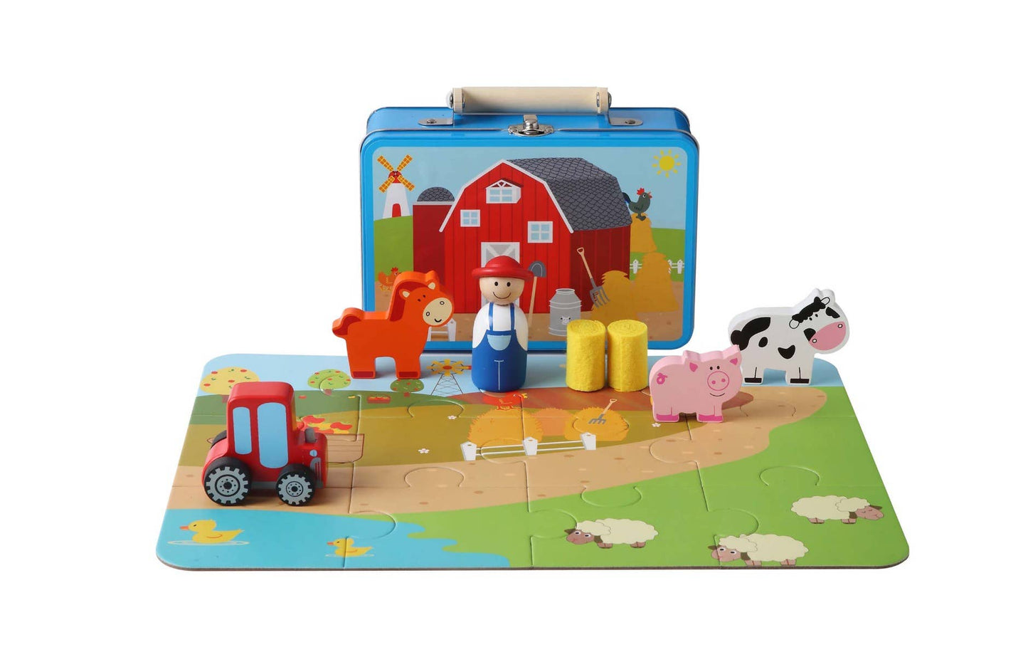 Farm Playset With Puzzle In Tin