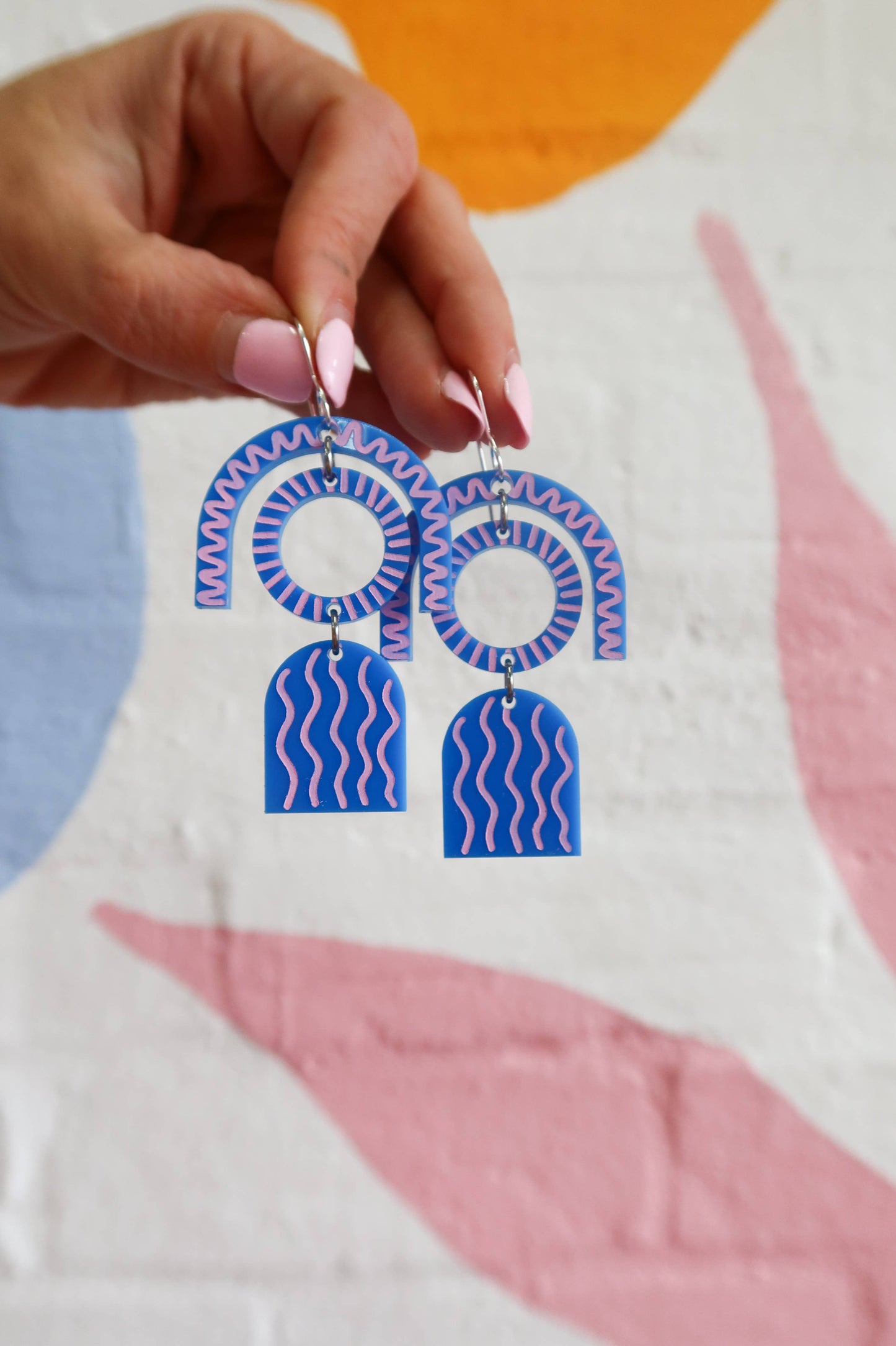 Sunrise Blue / Pink Dangle Earring