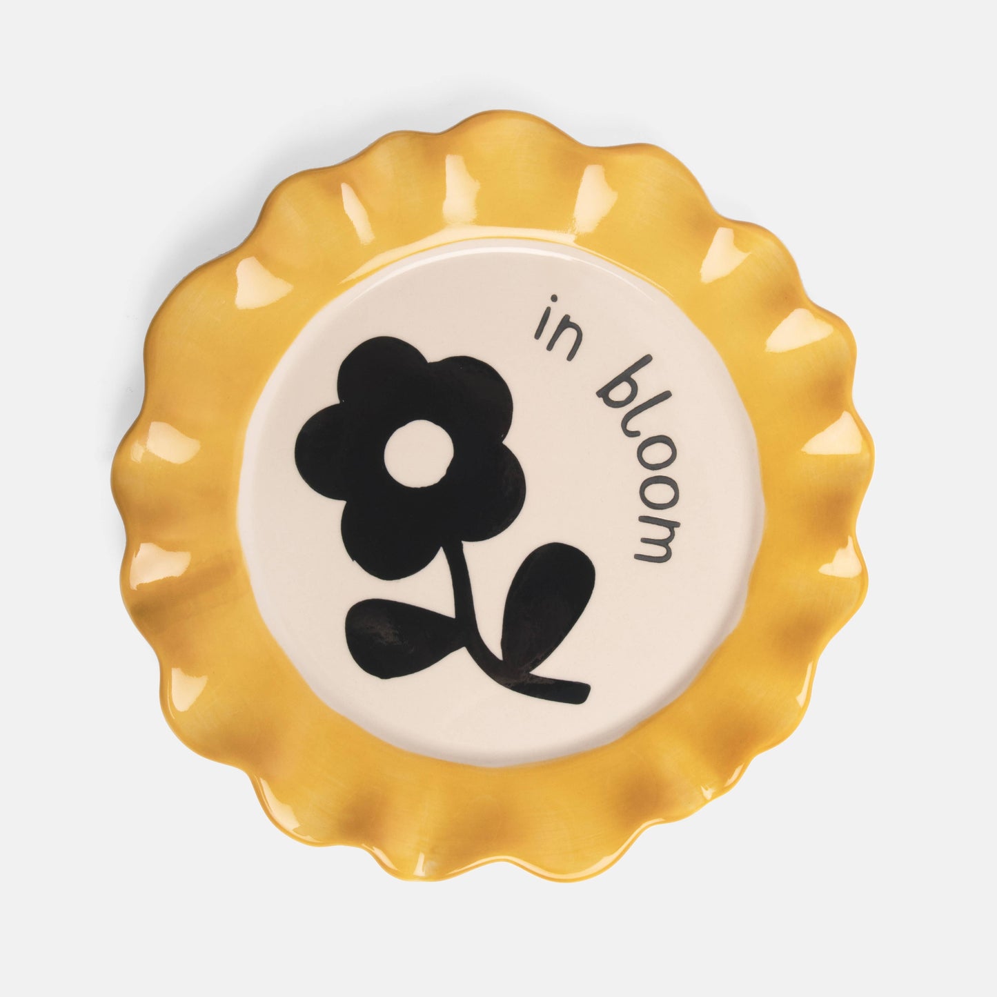 Yellow Mono Floral Ceramic Plate