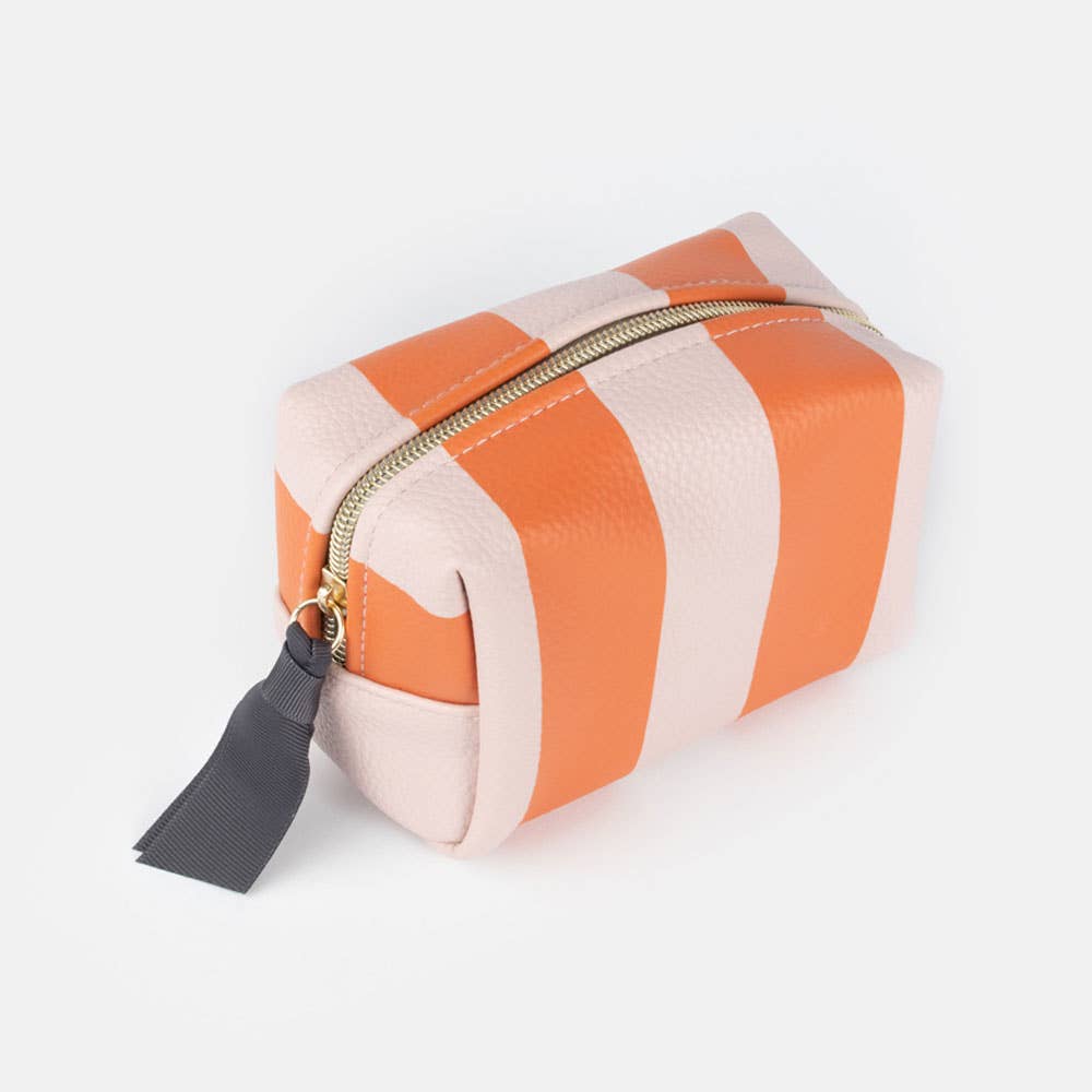 Orange/ Pink Stripe Mini Cube Cosmetic Bag