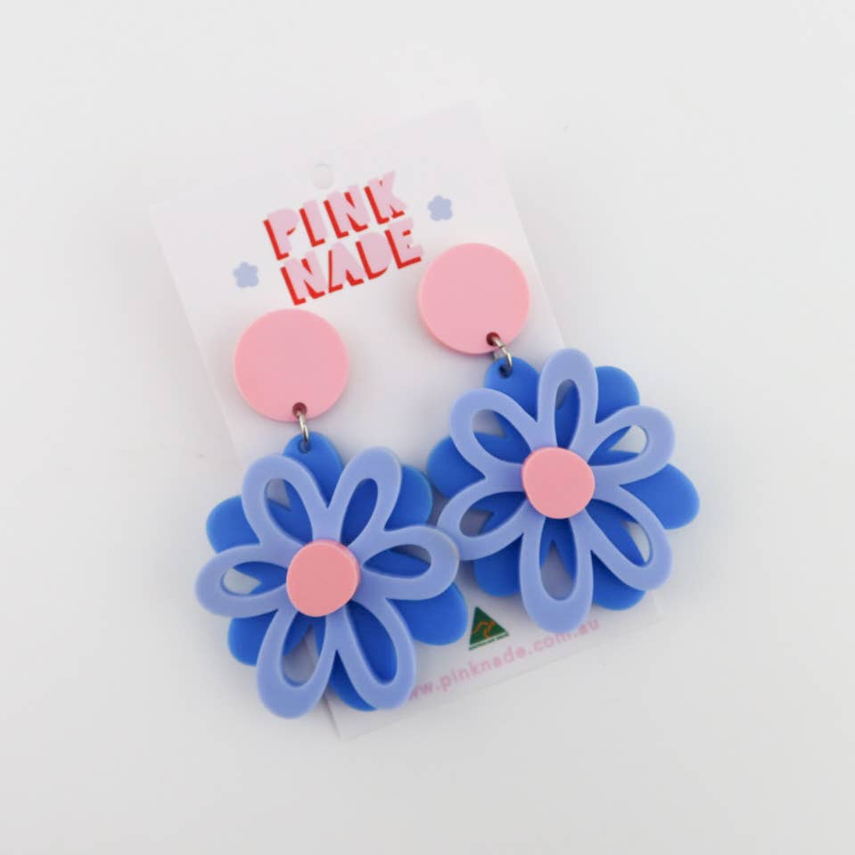 Dahlia Blue / Pink Dangle Earrings