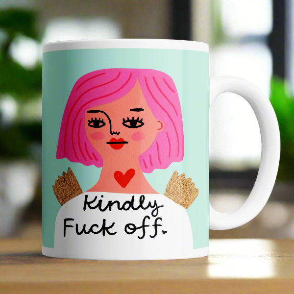 Kindly Fuck Off Grumpy Angel Mug