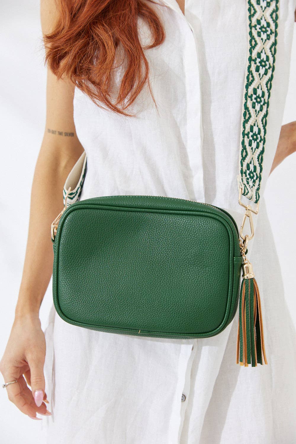 Vegan PU Leather Miami Crossbody - Jungle Green