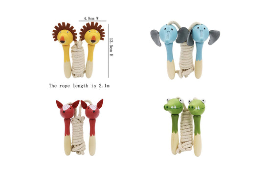 Wooden Jungle Animal Skipping Rope