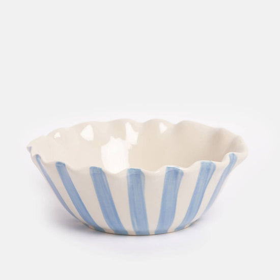 Blue Outside Stripe/Lemon Motif Frilly Bowl