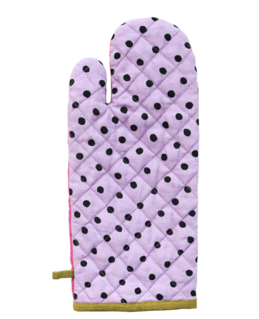 Colourblock Oven Mitt - Lilac Dot