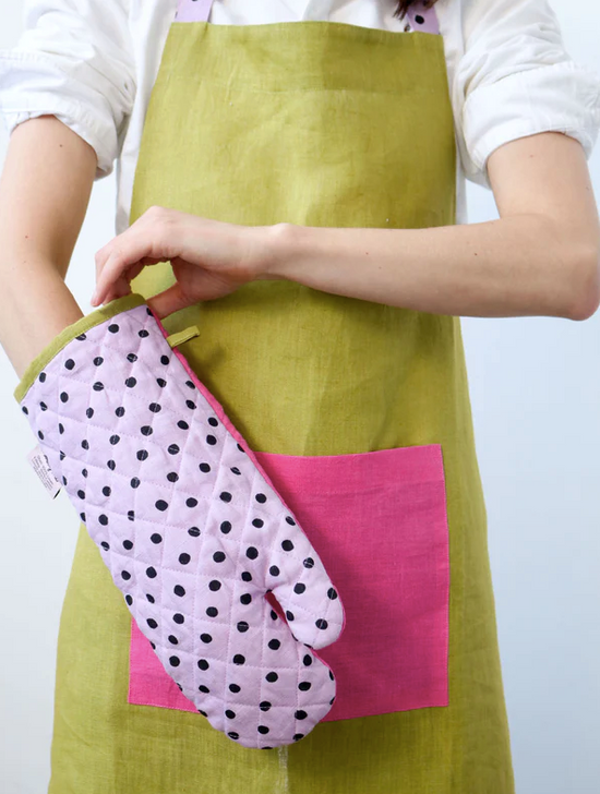 Colourblock Oven Mitt - Lilac Dot