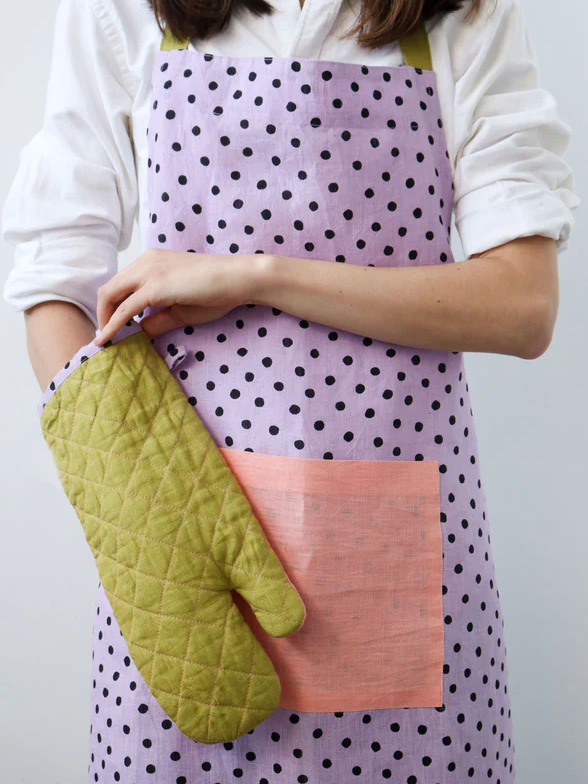 Colourblock Oven Mitt - Green Olive