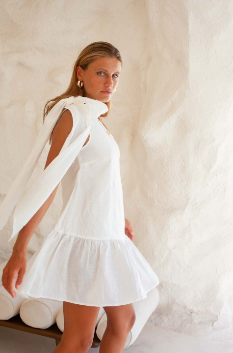 Mattox One Shoulder White Mini Dress