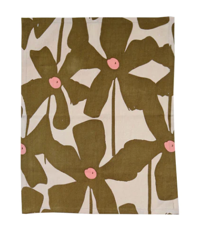 Olive Poppy Tea Towel