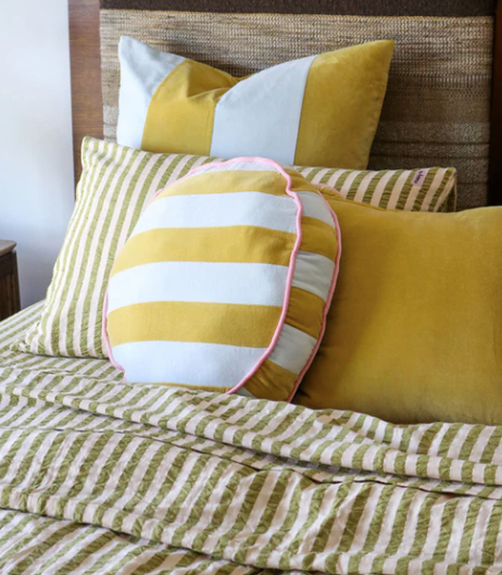 Velvet Stripe Round Cushion