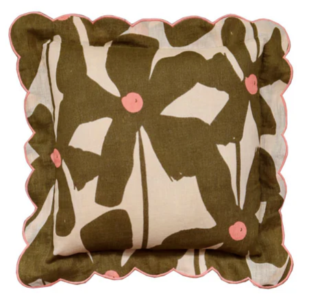 Olive Poppy Cushion