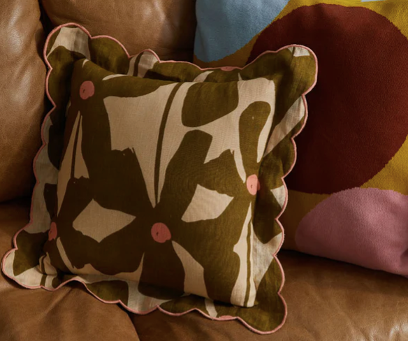 Olive Poppy Cushion