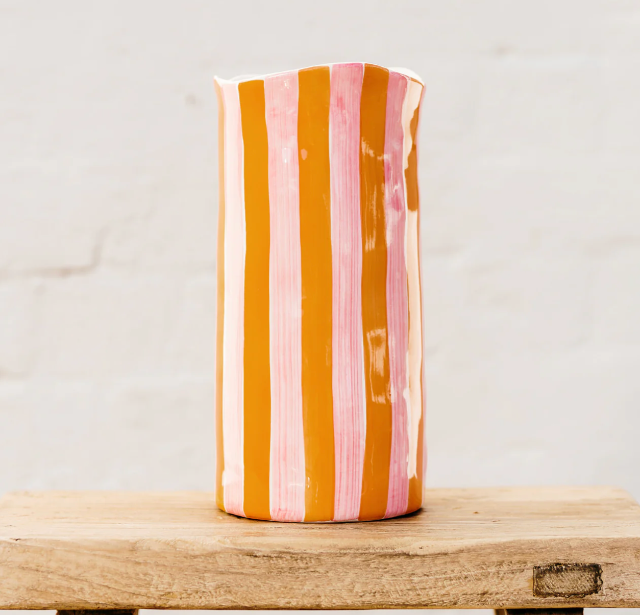 Large Vase - Pink + Orange Stripe