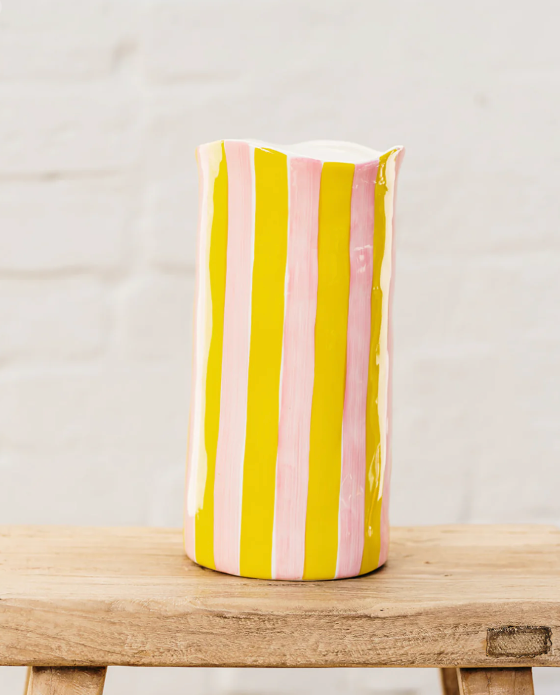 Large Vase - Pink + Yellow Stripe