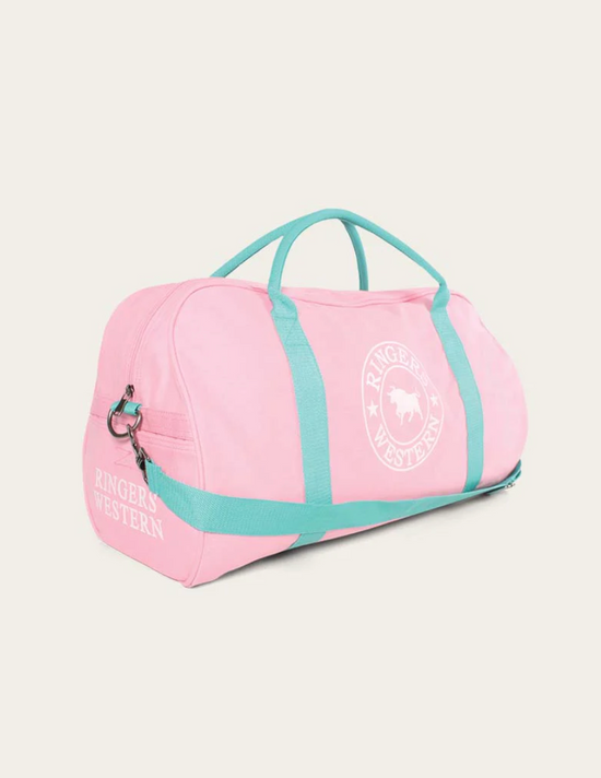 Gundagai Duffle Bag - Pink and Mint with White Logo