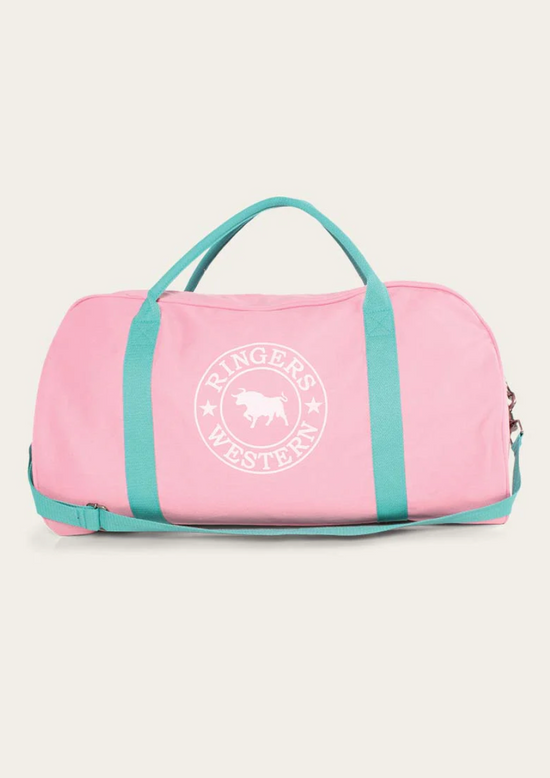 Gundagai Duffle Bag - Pink and Mint with White Logo