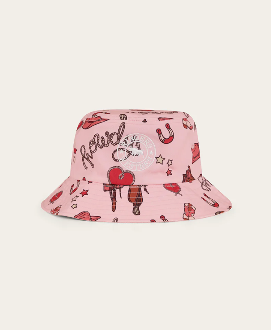 Mini Cowgirl Kids Reversible Bucket Hat - Dusty Pink