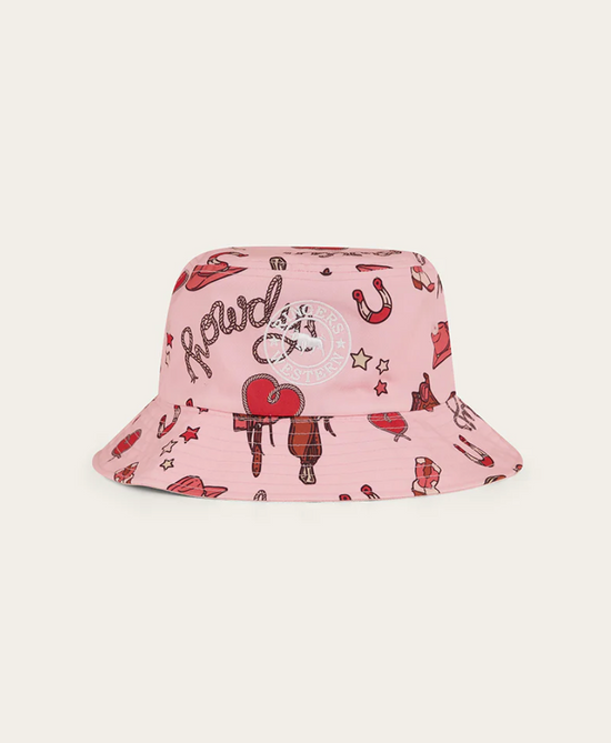 Mini Cowgirl Kids Reversible Bucket Hat - Dusty Pink