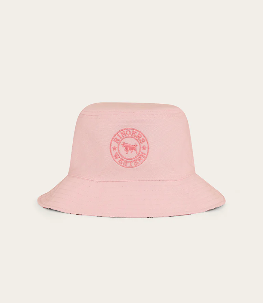 Mini Cowgirl Kids Reversible Bucket Hat - Dusty Pink