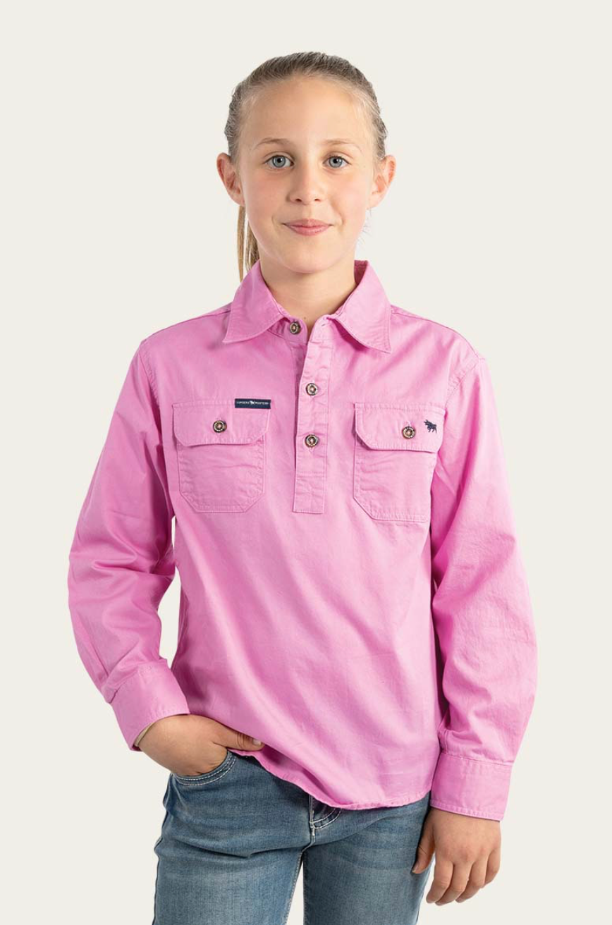 Ord River Kids Half Button Work Shirt - Pastel Pink