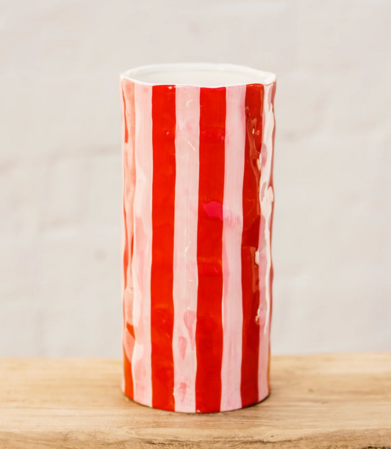 Large Vase - Pink + Red Stripe
