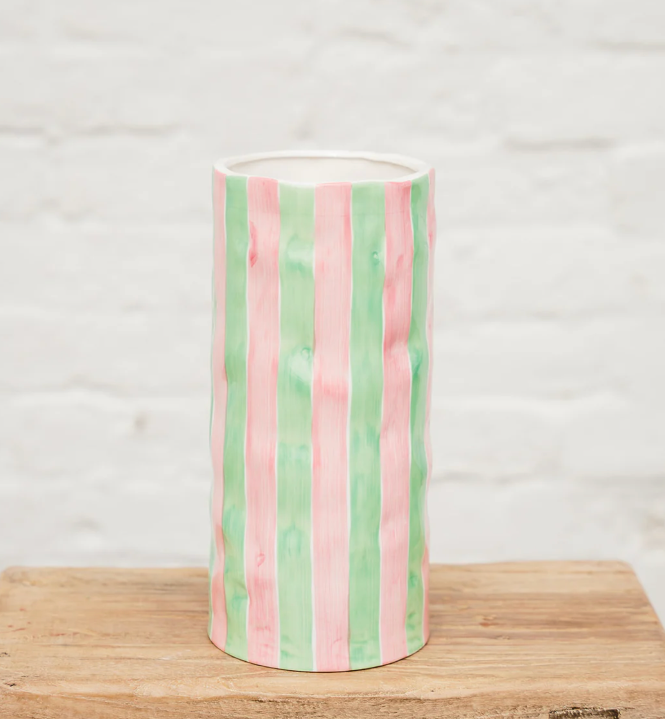 Large Vase - Pink + Mint Green Stripe