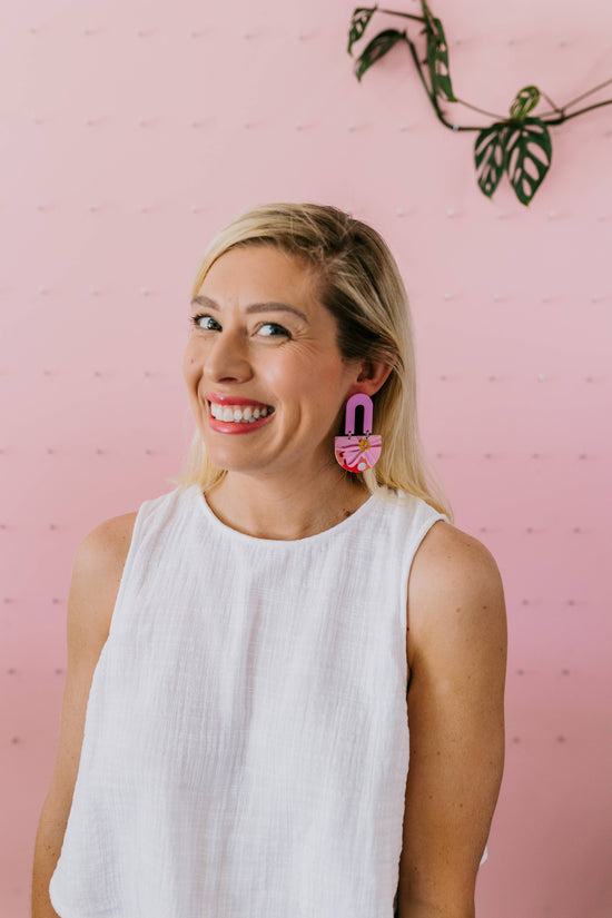 Shanice Poppy and Daisy Print Dangle Earrings