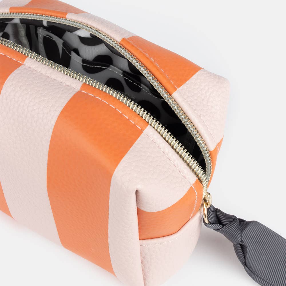 Orange/ Pink Stripe Mini Cube Cosmetic Bag