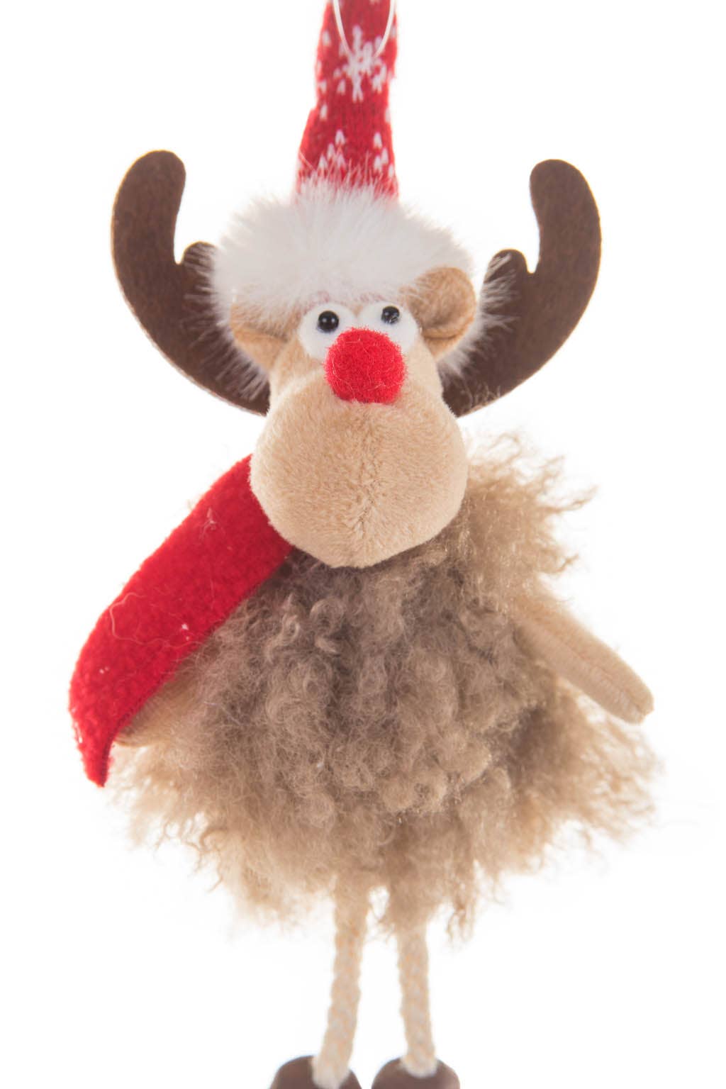 Hanging Brown Stocking Cap Cozy Reindeer Ornament