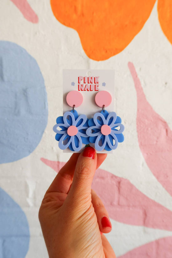 Dahlia Blue / Pink Dangle Earrings