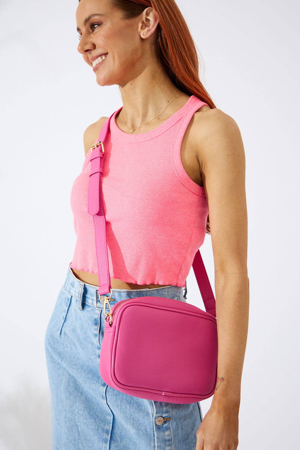Vegan PU Leather Sandy Springs Crossbody - Bubblegum