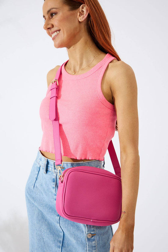 Vegan PU Leather Sandy Springs Crossbody - Bubblegum