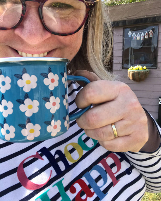 Enamel Retro Floral Print Mug