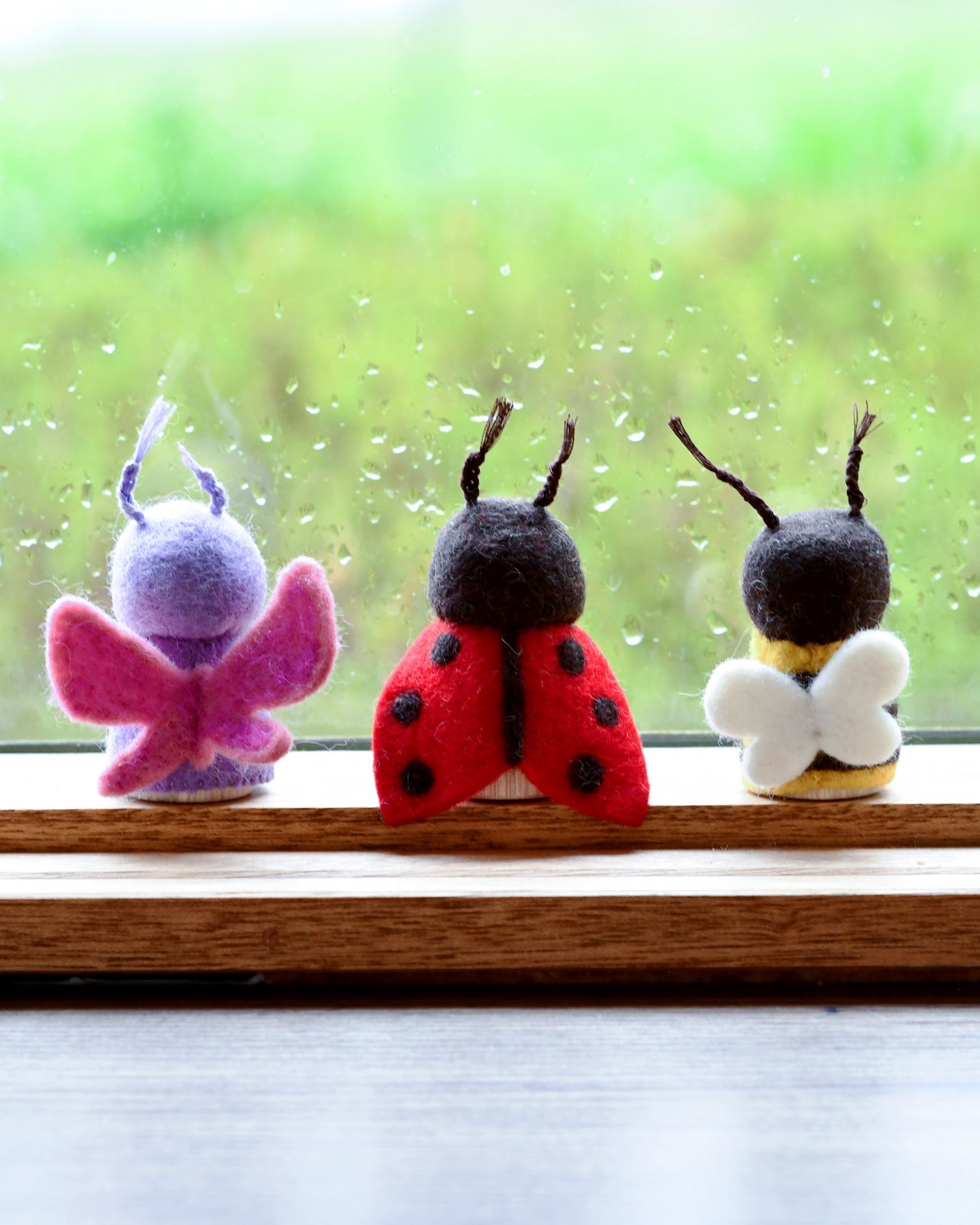 Bugs Peg Dolls Set - Bee, Ladybug and Butterfly