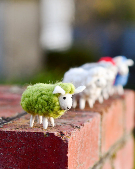 Felt Green Sheep Toys Set (5 Colours)