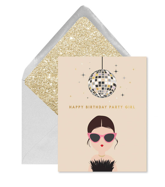 Disco Party Girl Birthday Card