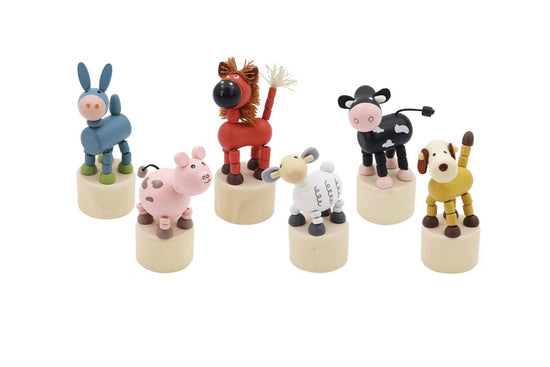 Wooden Farm Animal Press Toys